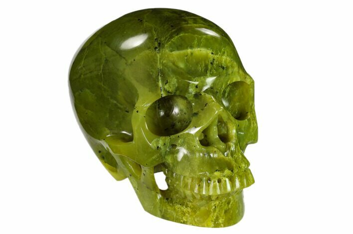Realistic, Polished Jade (Nephrite) Skull #151182